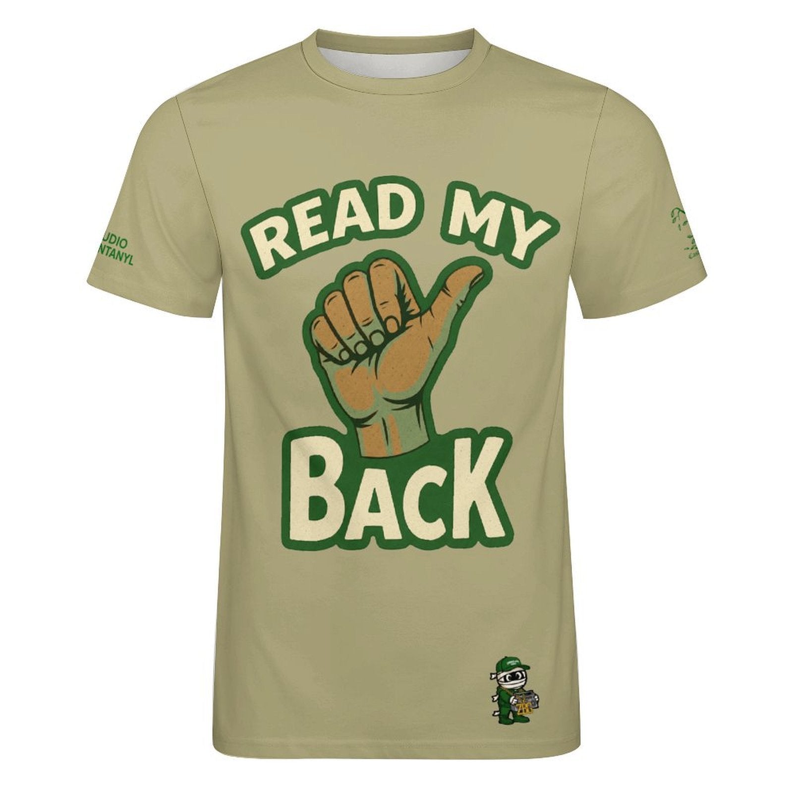 Read My Back Cotton T-Shirt Tan & Green