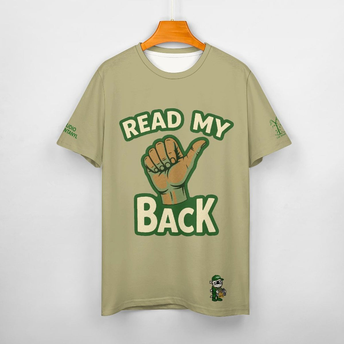 Read My Back Cotton T-Shirt Tan & Green