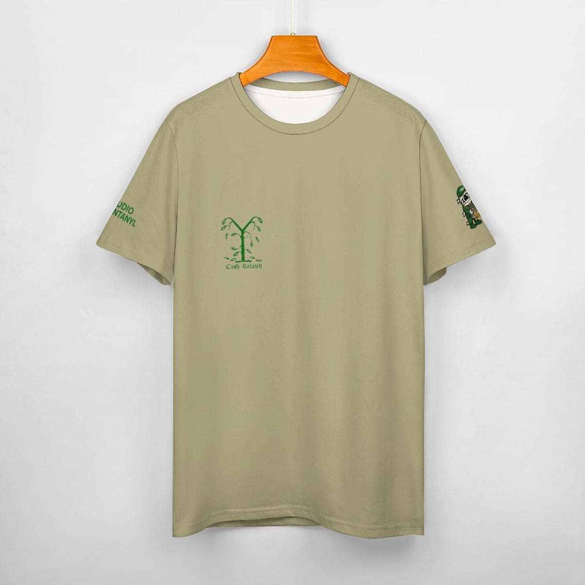 Social Club Cash Related Cotton T-Shirt Tan & Green