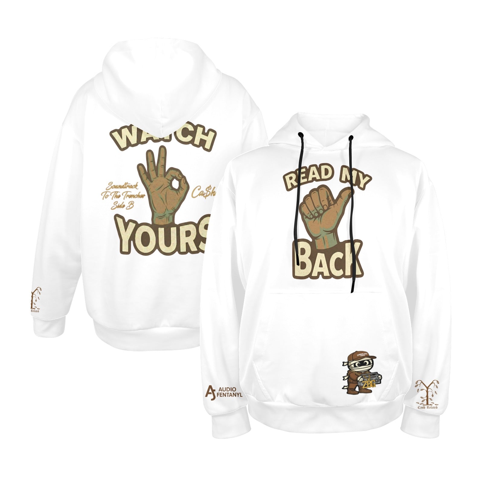 Read My Back Hoodie White & Brown