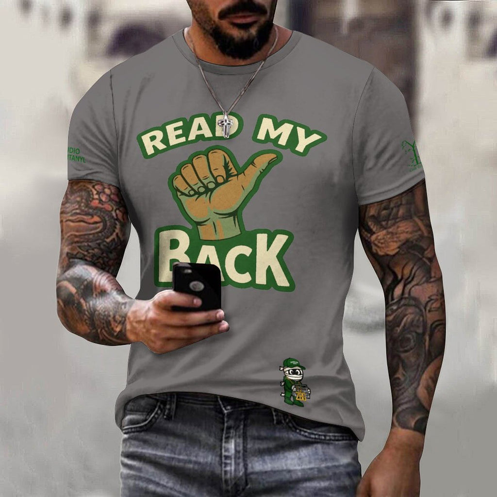 Read My Back Cotton T-Shirt Grey & Green