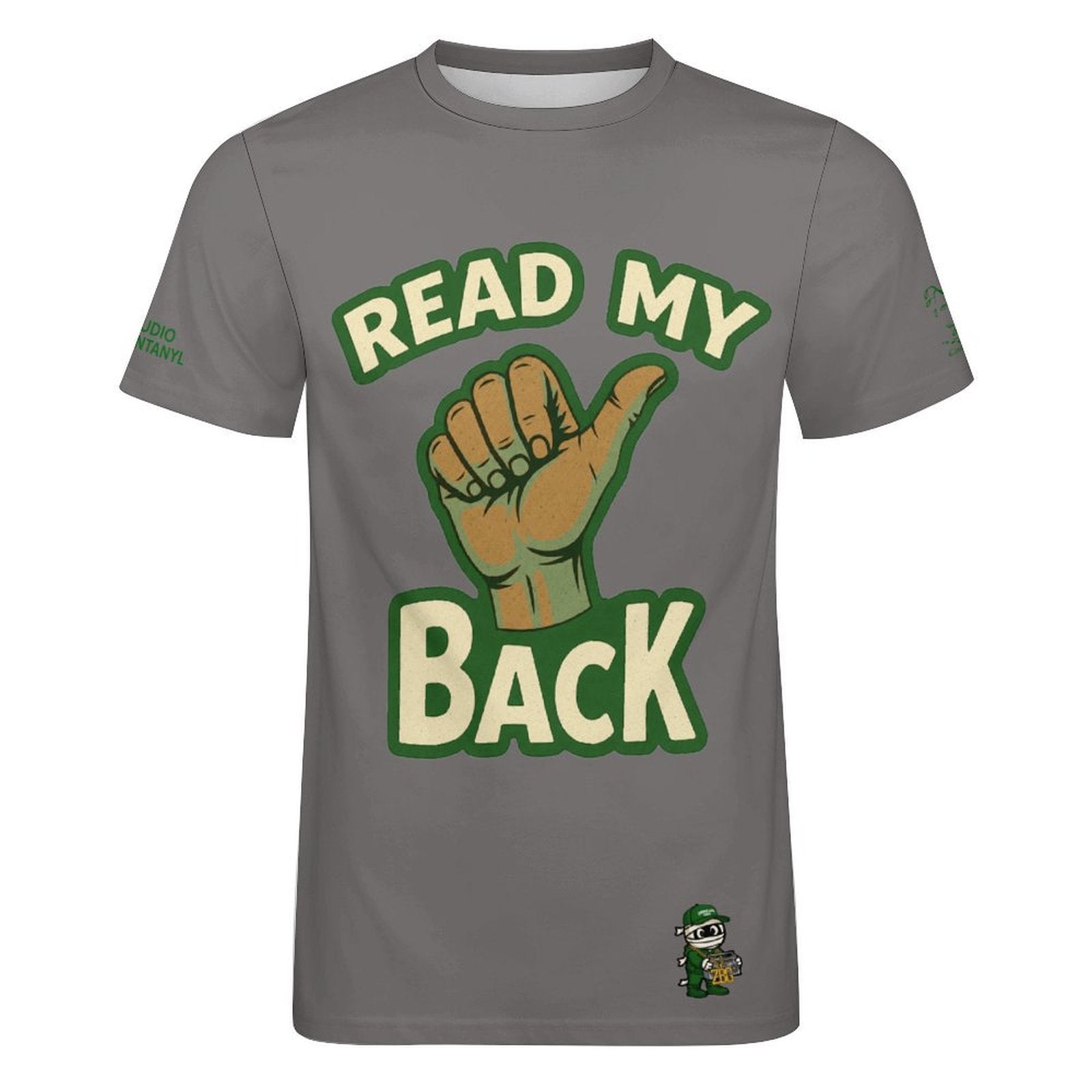 Read My Back Cotton T-Shirt Grey & Green