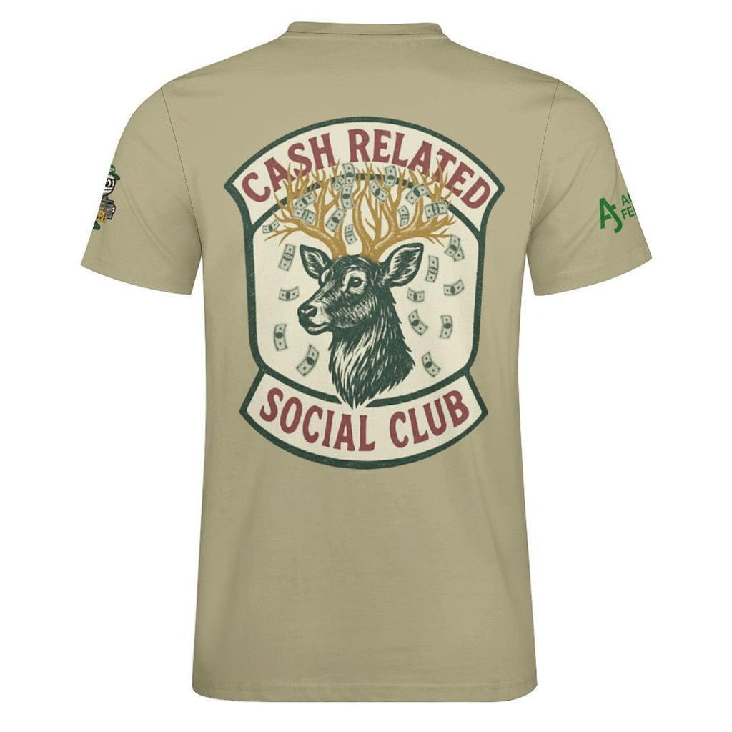 Social Club Cash Related Cotton T-Shirt Tan & Green