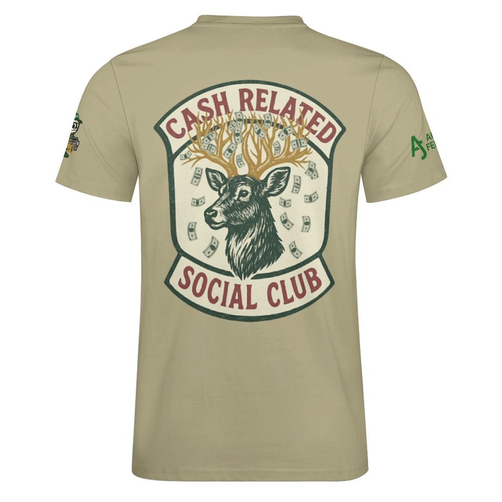 Social Club Cash Related Cotton T-Shirt Tan & Green