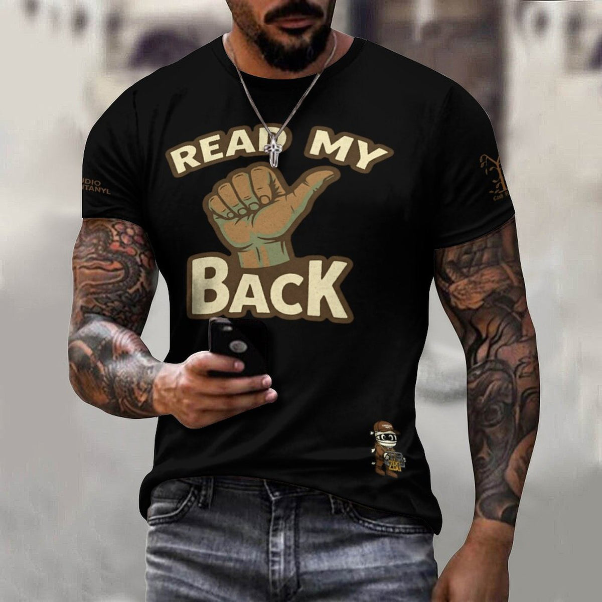 Read My Back Cotton T-Shirt Black and Brown
