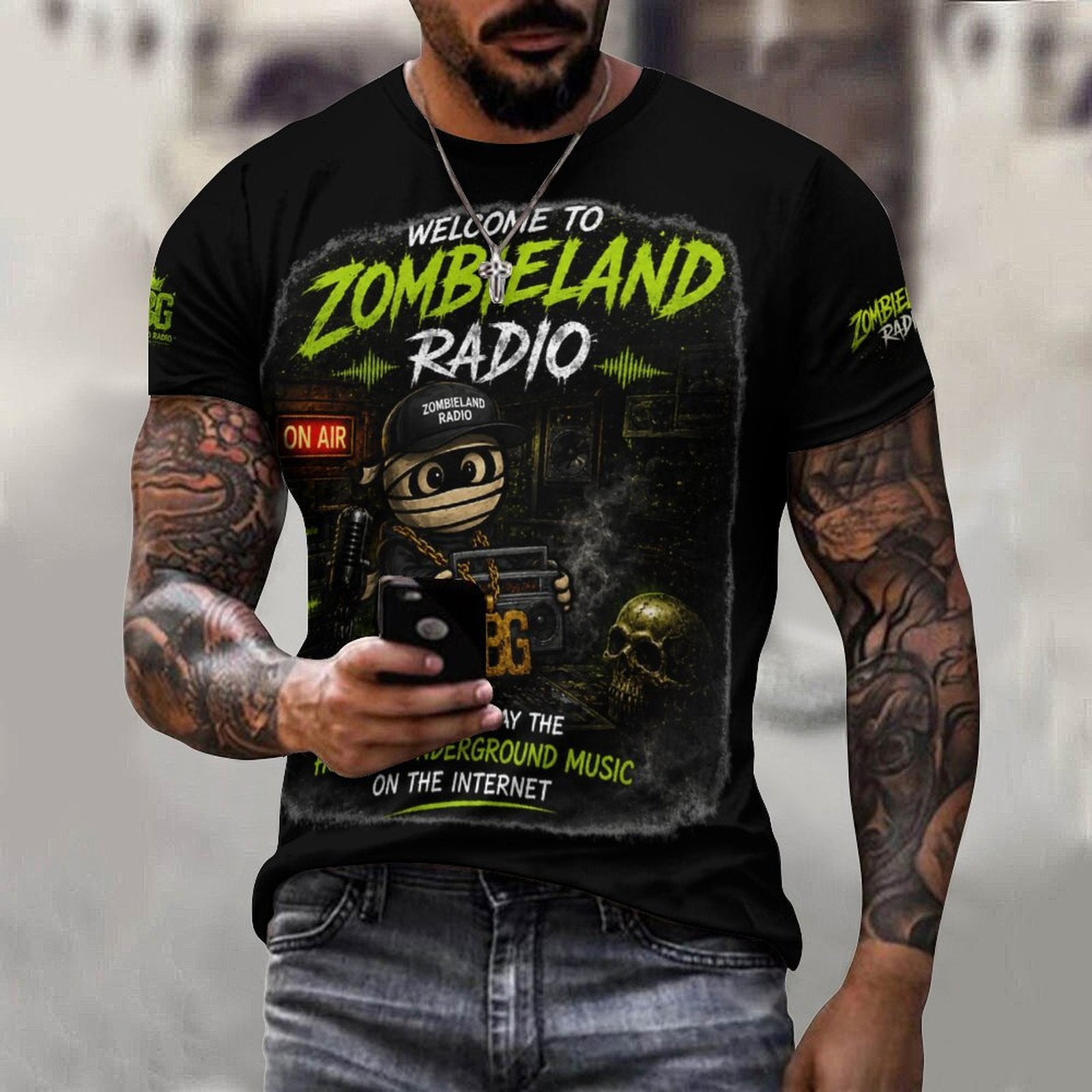 Welcome To Zombieland Radio Cotton T-Shirt Black