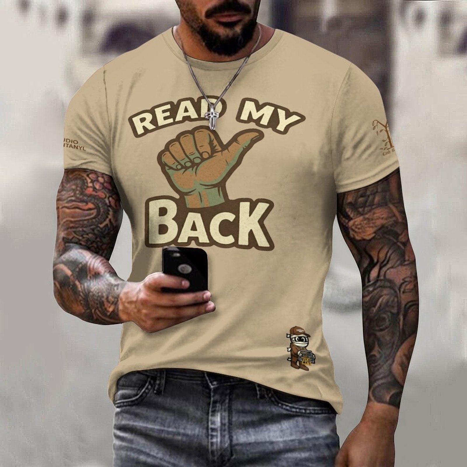Read My Back Cotton T-Shirt Tan & Brown