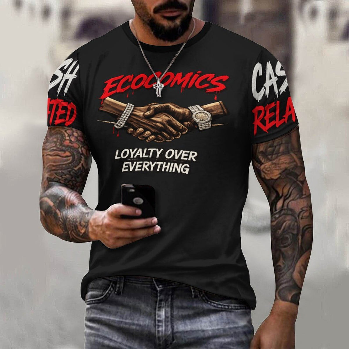 Ecocomics Cash Related Cotton T-Shirt Black