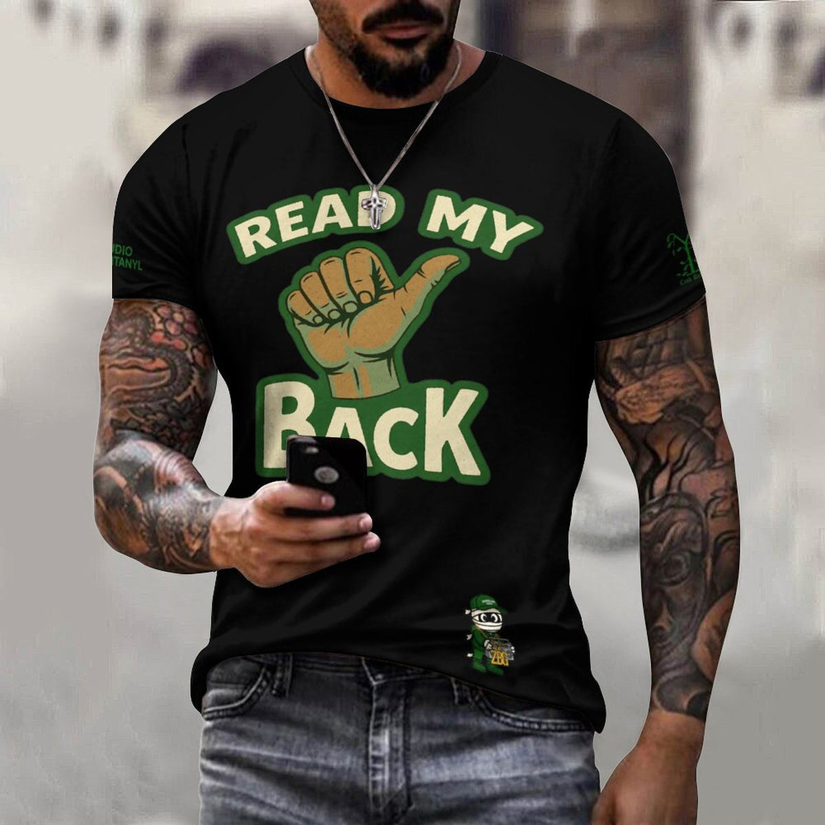 Read My Back Cotton T-Shirt Black & Green