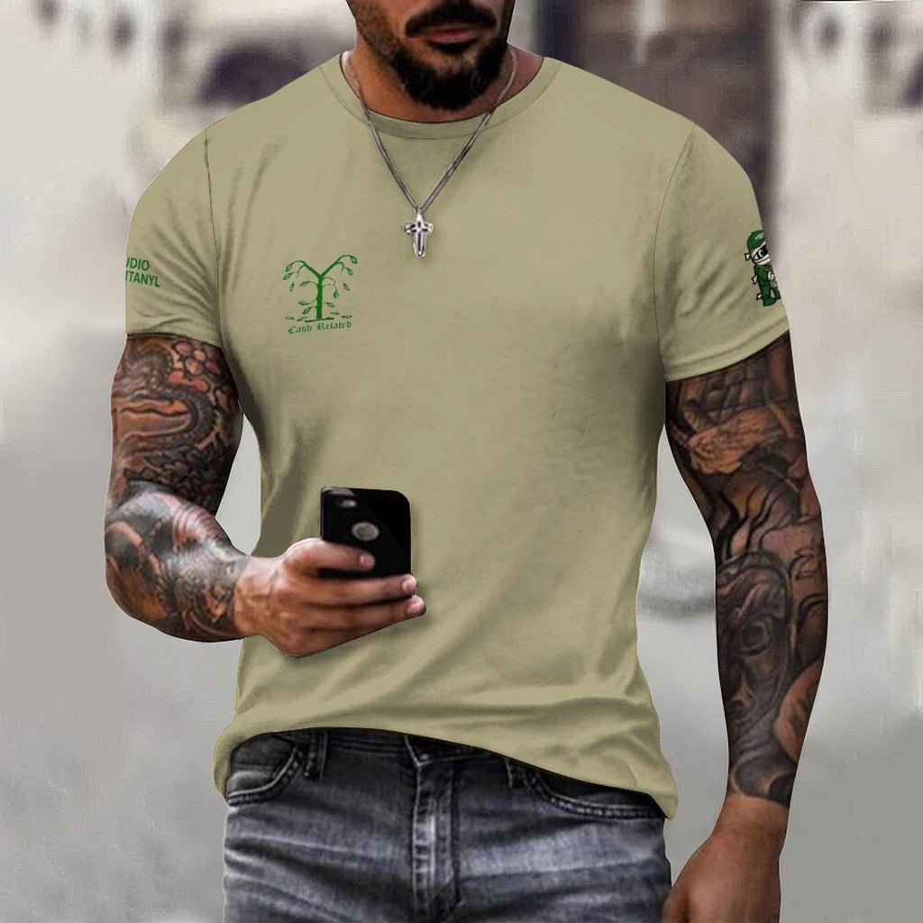 Social Club Cash Related Cotton T-Shirt Tan & Green