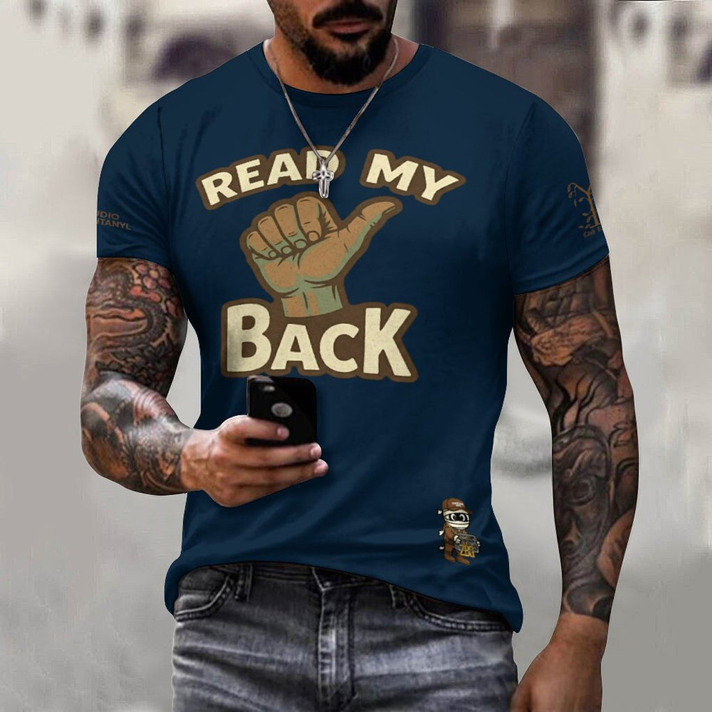 Read My Back Cotton T-Shirt Blue & Brown