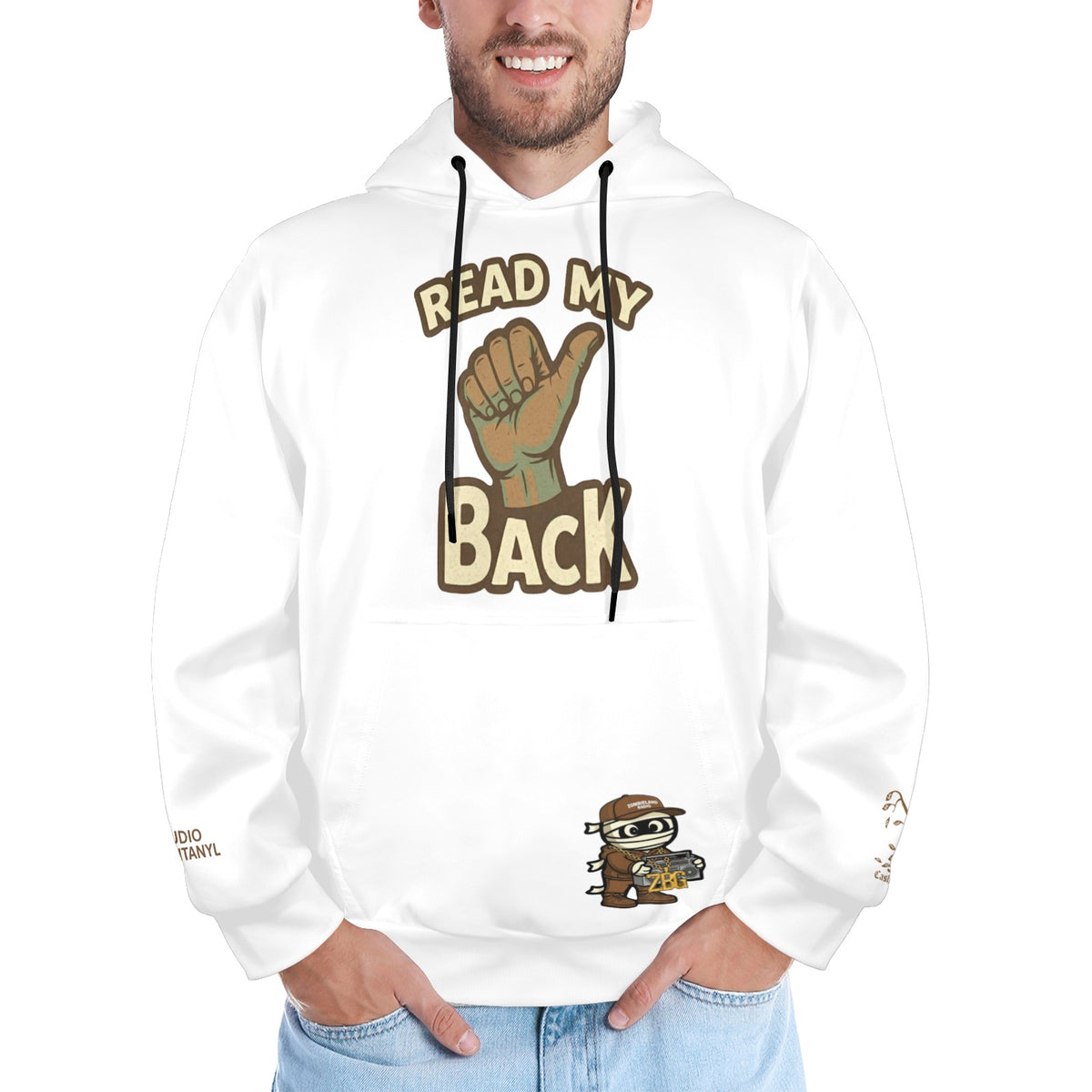 Read My Back Hoodie White & Brown